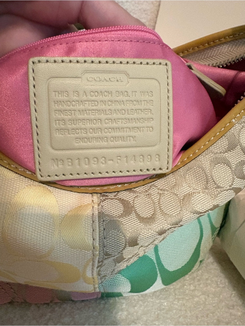 Coach Patchwork Signature Small Hobo Bag in Pastel Multi - Picture 8 of 15